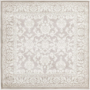 Light Gray 4' 1 x 4' 1 Charlotte Square Area Rug 100% Polypropylene With Jute Backing Traditional Classical Durable Carpet for Living Dining Office Rooms for Sale at Rug Engine