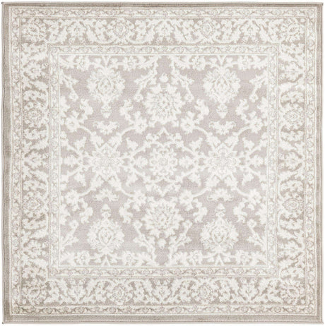 Light Gray 4' 1 x 4' 1 Charlotte Square Area Rug 100% Polypropylene With Jute Backing Traditional Classical Durable Carpet for Living Dining Office Rooms for Sale at Rug Engine