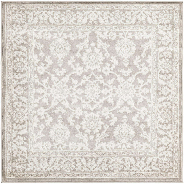 Light Gray 4' 1 x 4' 1 Charlotte Square Area Rug 100% Polypropylene With Jute Backing Traditional Classical Durable Carpet for Living Dining Office Rooms for Sale at Rug Engine