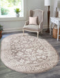 Light Gray 5' 3 x 8' Charlotte Oval Area Rug 100% Polypropylene With Jute Backing Traditional Classical Durable Carpet for Living Dining Office Rooms for Sale at Rug Engine