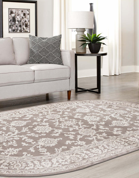 Light Gray 4' 1 x 6' 1 Charlotte Oval Area Rug 100% Polypropylene With Jute Backing Traditional Classical Durable Carpet for Living Dining Office Rooms for Sale at Rug Engine