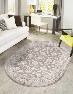 Light Gray 4' 1 x 6' 1 Charlotte Oval Area Rug 100% Polypropylene With Jute Backing Traditional Classical Durable Carpet for Living Dining Office Rooms for Sale at Rug Engine