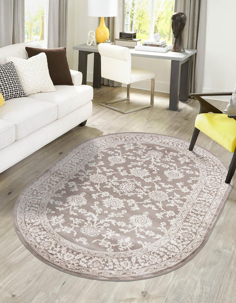 Light Gray 4' 1 x 6' 1 Charlotte Oval Area Rug 100% Polypropylene With Jute Backing Traditional Classical Durable Carpet for Living Dining Office Rooms for Sale at Rug Engine