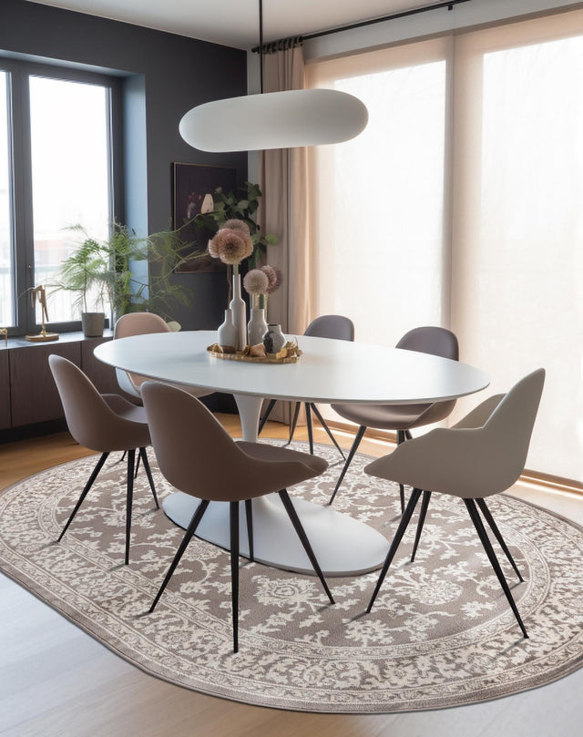 Light Gray 7' 10 x 10' Charlotte Oval Area Rug 100% Polypropylene With Jute Backing Traditional Classical Durable Carpet for Living Dining Office Rooms for Sale at Rug Engine