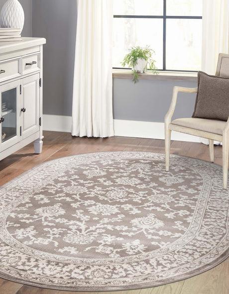 Light Gray 7' 10 x 10' Charlotte Oval Area Rug 100% Polypropylene With Jute Backing Traditional Classical Durable Carpet for Living Dining Office Rooms for Sale at Rug Engine