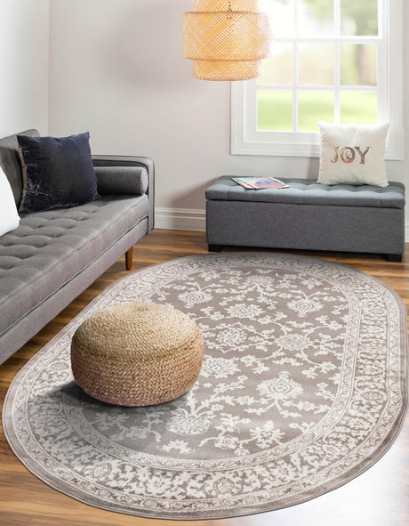 Light Gray 7' 10 x 10' Charlotte Oval Area Rug 100% Polypropylene With Jute Backing Traditional Classical Durable Carpet for Living Dining Office Rooms for Sale at Rug Engine