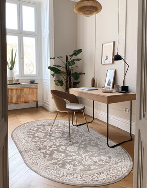 Light Gray 7' 10 x 10' Charlotte Oval Area Rug 100% Polypropylene With Jute Backing Traditional Classical Durable Carpet for Living Dining Office Rooms for Sale at Rug Engine