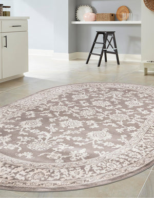 Light Gray 7' 10 x 10' Charlotte Oval Area Rug 100% Polypropylene With Jute Backing Traditional Classical Durable Carpet for Living Dining Office Rooms for Sale at Rug Engine