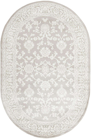 Light Gray 5' 3 x 8' Charlotte Oval Area Rug 100% Polypropylene With Jute Backing Traditional Classical Durable Carpet for Living Dining Office Rooms for Sale at Rug Engine