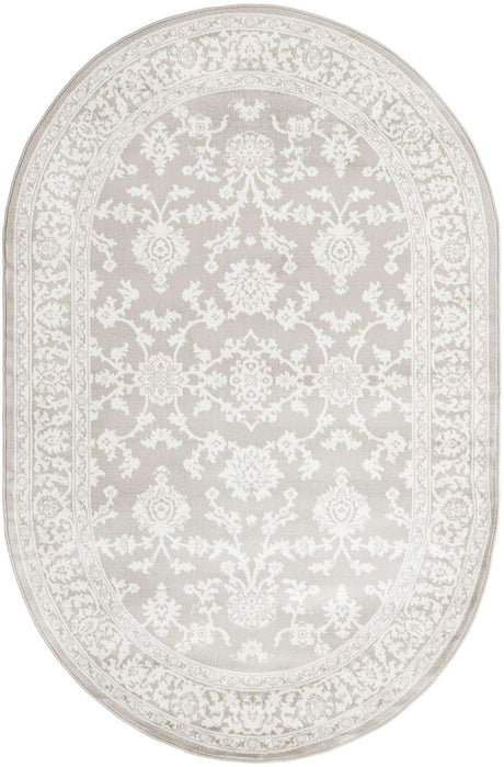 Light Gray 5' 3 x 8' Charlotte Oval Area Rug 100% Polypropylene With Jute Backing Traditional Classical Durable Carpet for Living Dining Office Rooms for Sale at Rug Engine