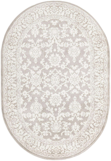 Light Gray 4' 1 x 6' 1 Charlotte Oval Area Rug 100% Polypropylene With Jute Backing Traditional Classical Durable Carpet for Living Dining Office Rooms for Sale at Rug Engine