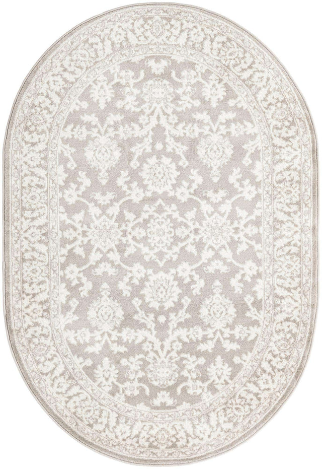 Light Gray 4' 1 x 6' 1 Charlotte Oval Area Rug 100% Polypropylene With Jute Backing Traditional Classical Durable Carpet for Living Dining Office Rooms for Sale at Rug Engine