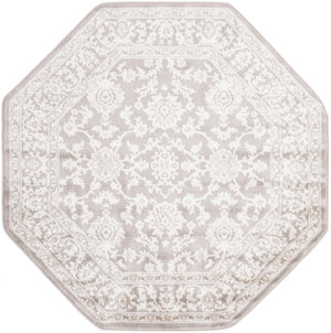 Light Gray 5' 3 x 5' 3 Charlotte Octagon Area Rug 100% Polypropylene With Jute Backing Traditional Classical Durable Carpet for Living Dining Office Rooms for Sale at Rug Engine