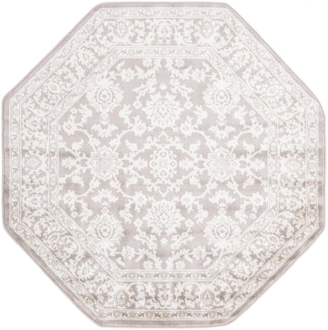 Light Gray 5' 3 x 5' 3 Charlotte Octagon Area Rug 100% Polypropylene With Jute Backing Traditional Classical Durable Carpet for Living Dining Office Rooms for Sale at Rug Engine