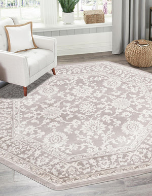 Light Gray 7' 10 x 7' 10 Charlotte Octagon Area Rug 100% Polypropylene With Jute Backing Traditional Classical Durable Carpet for Living Dining Office Rooms for Sale at Rug Engine