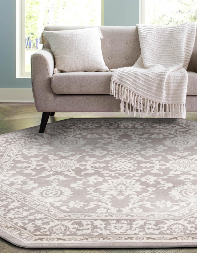Light Gray 5' 3 x 5' 3 Charlotte Octagon Area Rug 100% Polypropylene With Jute Backing Traditional Classical Durable Carpet for Living Dining Office Rooms for Sale at Rug Engine