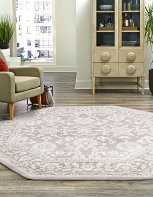 Light Gray 7' 10 x 7' 10 Charlotte Octagon Area Rug 100% Polypropylene With Jute Backing Traditional Classical Durable Carpet for Living Dining Office Rooms for Sale at Rug Engine
