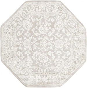 Light Gray 5' 3 x 5' 3 Charlotte Octagon Area Rug 100% Polypropylene With Jute Backing Traditional Classical Durable Carpet for Living Dining Office Rooms for Sale at Rug Engine