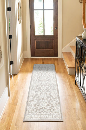 Light Gray 2' x 10' Charlotte Runner Area Rug 100% Polypropylene With Jute Backing Traditional Classical Durable Carpet for Living Dining Office Rooms for Sale at Rug Engine