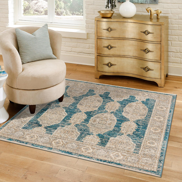 Blue 3' 11 x 3' 11 Lola Square Area Rug Polypropylene With Jute Backing Traditional Pattern Easy Clean Carpet for Home Interior Design for Sale at Rug Engine