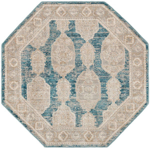 Blue 3' 11 x 3' 11 Lola Octagon Area Rug Polypropylene With Jute Backing Traditional Pattern Easy Clean Carpet for Home Interior Design for Sale at Rug Engine
