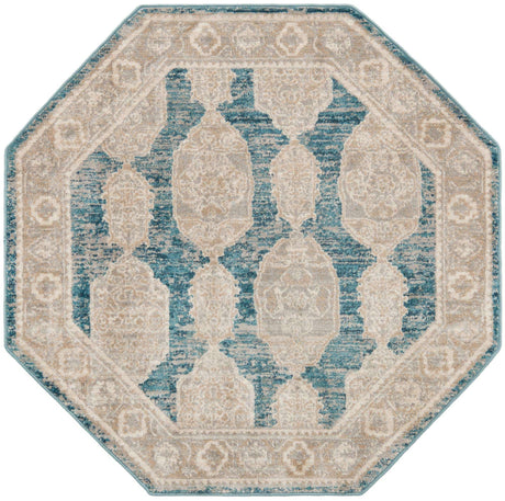 Blue 3' 11 x 3' 11 Lola Octagon Area Rug Polypropylene With Jute Backing Traditional Pattern Easy Clean Carpet for Home Interior Design for Sale at Rug Engine