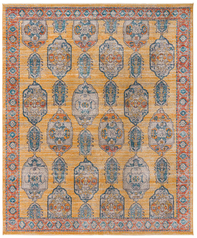 Yellow 10' x 12' 4 Lola Rectangle Area Rug Polypropylene With Jute Backing Traditional Pattern Easy Clean Carpet for Home Interior Design for Sale at Rug Engine
