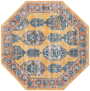 Yellow 3' 11 x 3' 11 Lola Octagon Area Rug Polypropylene With Jute Backing Traditional Pattern Easy Clean Carpet for Home Interior Design for Sale at Rug Engine