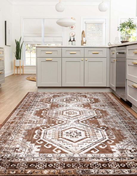 Brown 3' 1 x 5' 3 Charlotte Rectangle Area Rug 100% Polypropylene With Jute Backing Traditional Classical Durable Carpet for Living Dining Office Rooms for Sale at Rug Engine