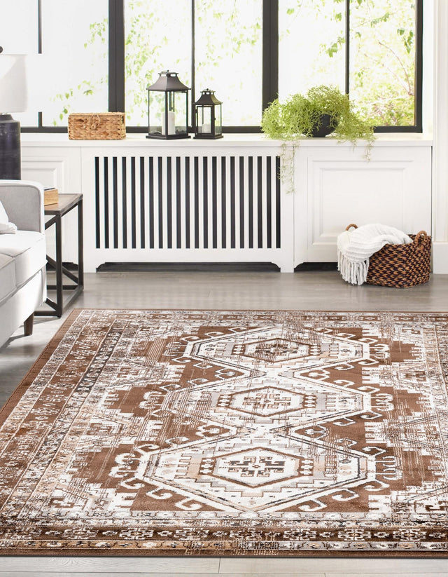 Brown 7' 1 x 10' Charlotte Rectangle Area Rug 100% Polypropylene With Jute Backing Traditional Classical Durable Carpet for Living Dining Office Rooms for Sale at Rug Engine