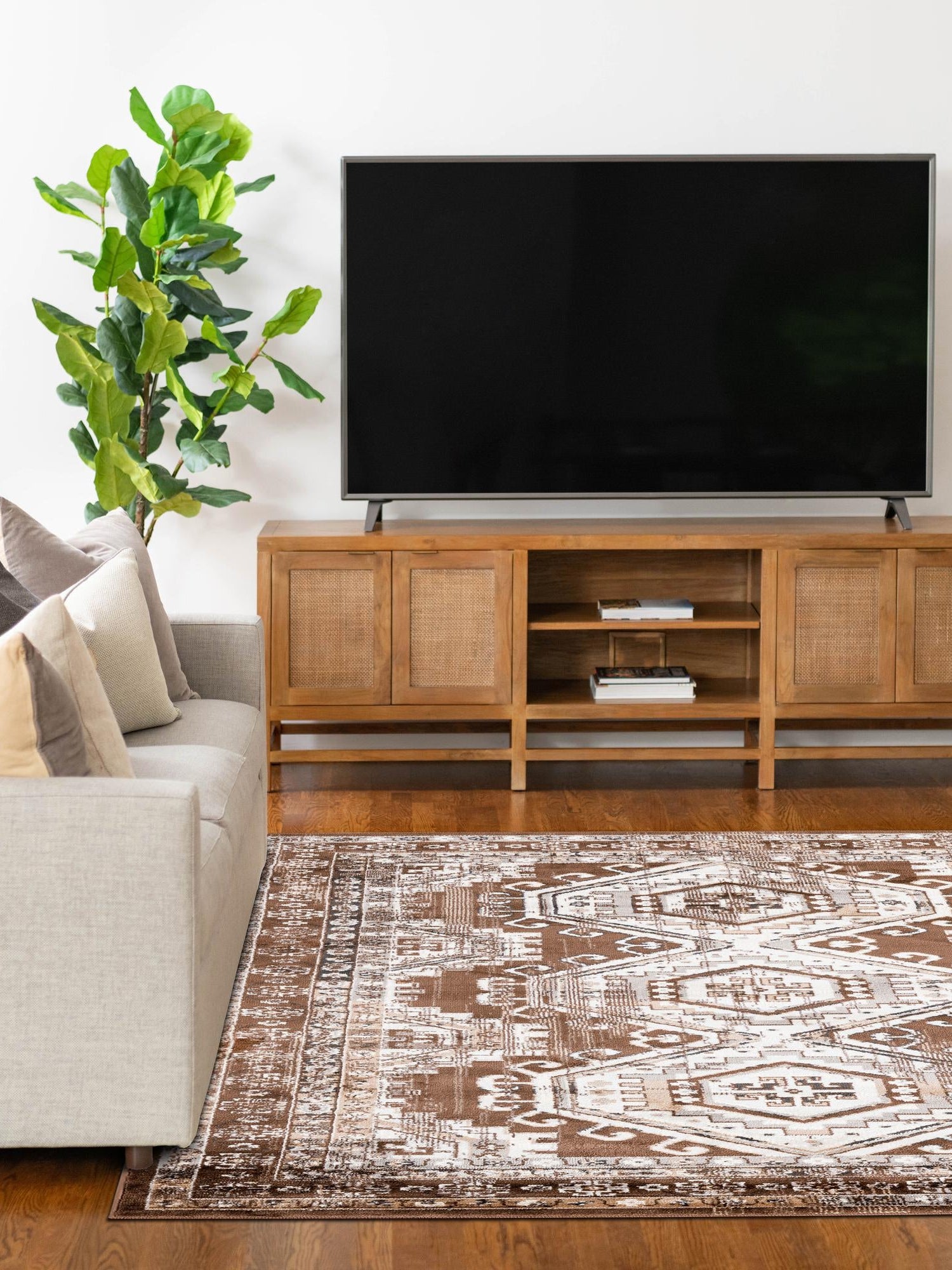 Brown 4' 1 x 6' 1 Charlotte Rectangle Area Rug 100% Polypropylene With Jute Backing Traditional Classical Durable Carpet for Living Dining Office Rooms for Sale at Rug Engine