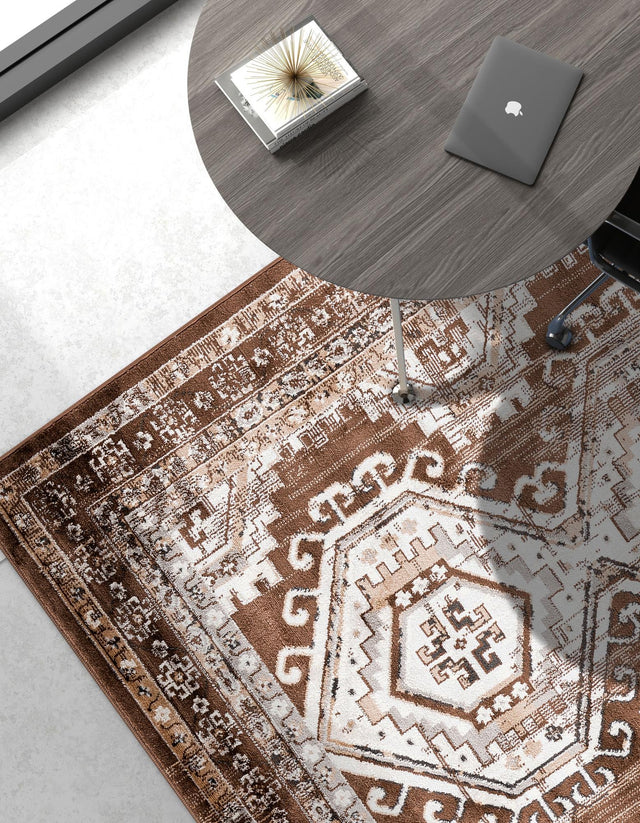 Brown 7' 1 x 10' Charlotte Rectangle Area Rug 100% Polypropylene With Jute Backing Traditional Classical Durable Carpet for Living Dining Office Rooms for Sale at Rug Engine