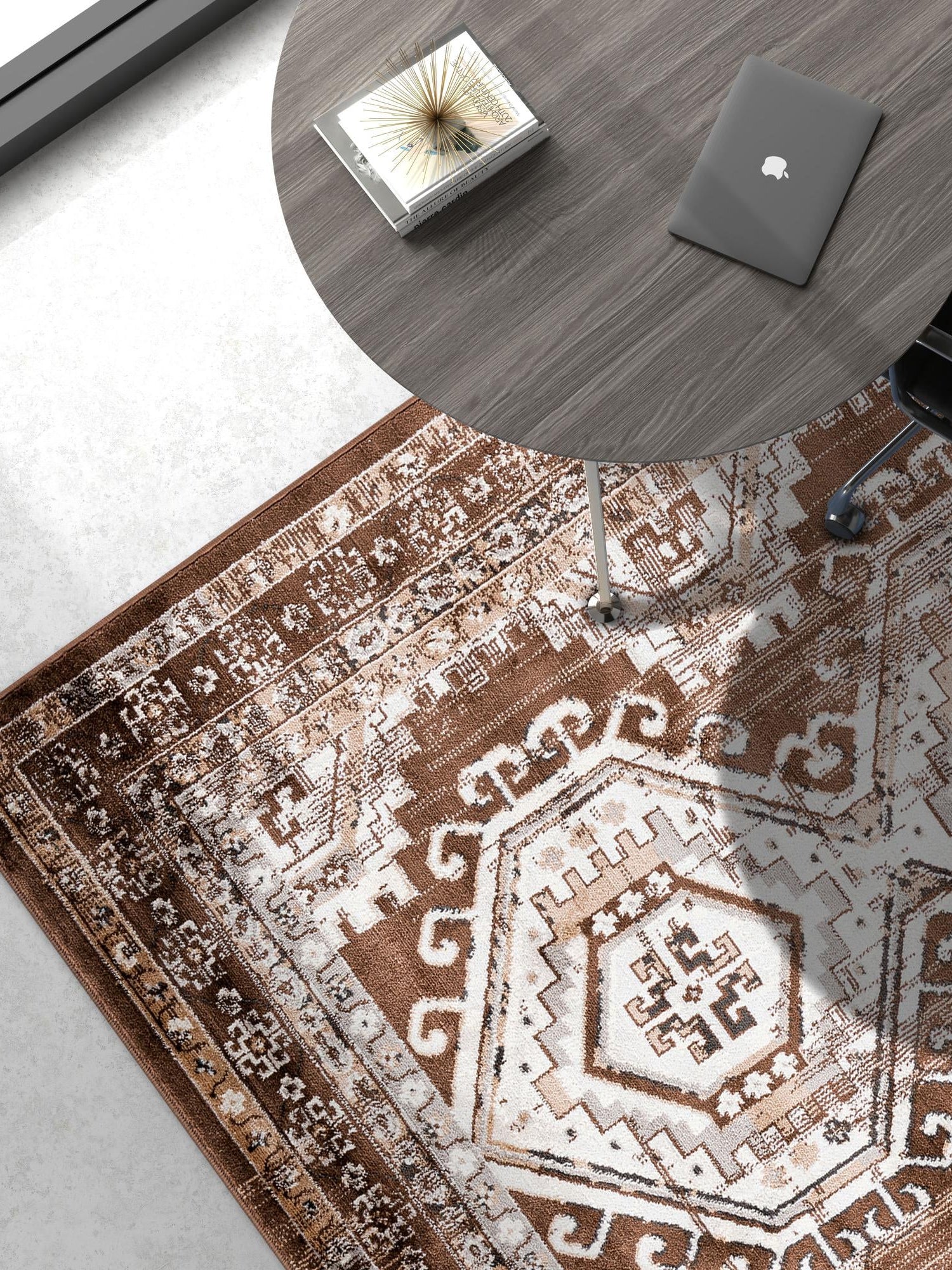 Brown 4' 1 x 6' 1 Charlotte Rectangle Area Rug 100% Polypropylene With Jute Backing Traditional Classical Durable Carpet for Living Dining Office Rooms for Sale at Rug Engine
