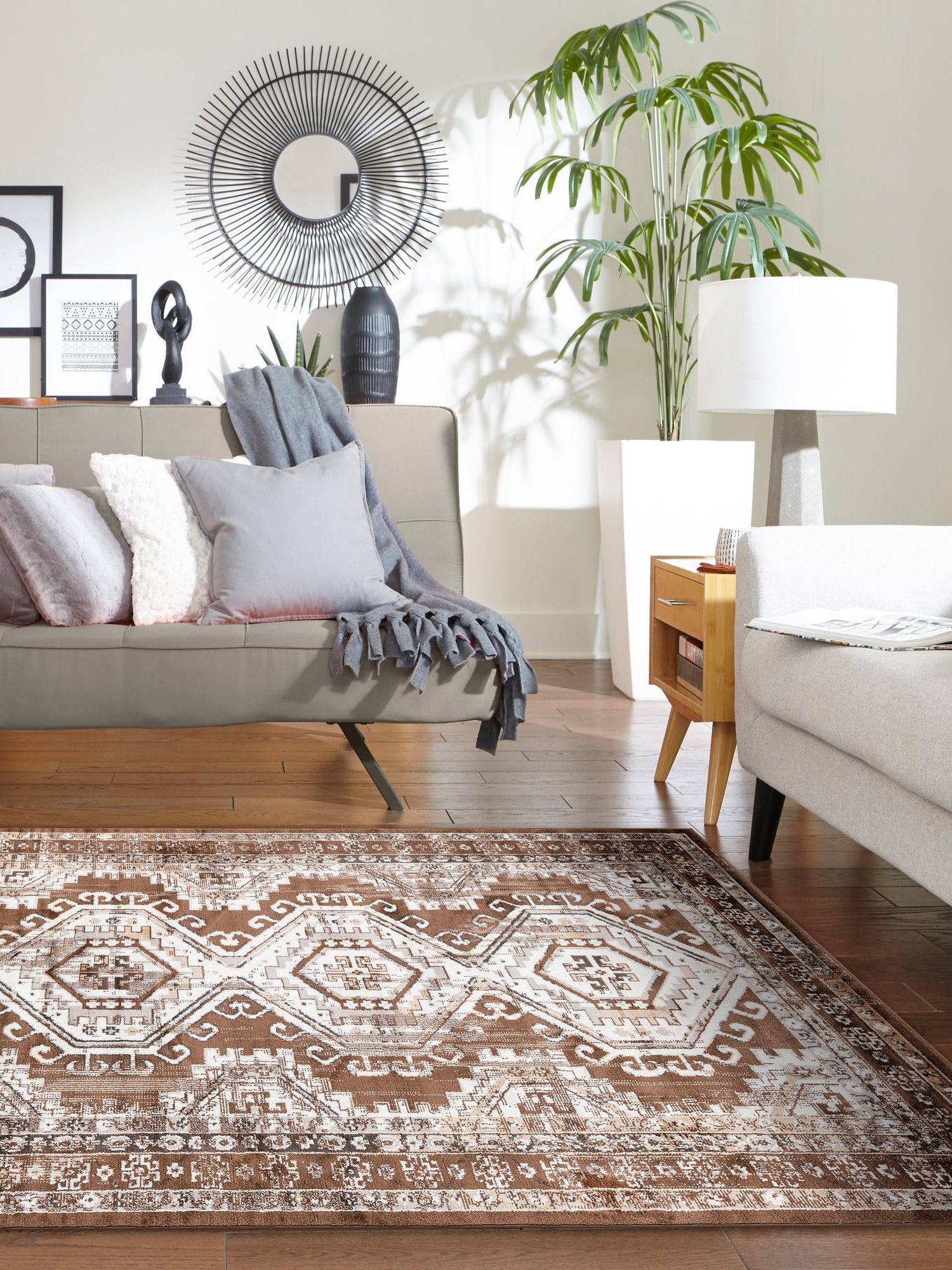 Brown 5' 3 x 8' Charlotte Rectangle Area Rug 100% Polypropylene With Jute Backing Traditional Classical Durable Carpet for Living Dining Office Rooms for Sale at Rug Engine