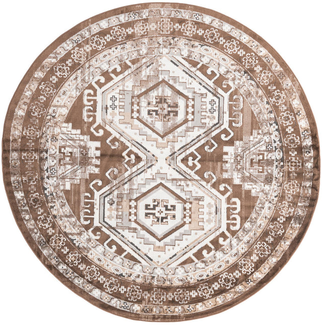 Brown 7' 10 x 7' 10 Charlotte Round Area Rug 100% Polypropylene With Jute Backing Traditional Classical Durable Carpet for Living Dining Office Rooms for Sale at Rug Engine