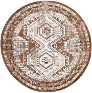 Brown 7' 10 x 7' 10 Charlotte Round Area Rug 100% Polypropylene With Jute Backing Traditional Classical Durable Carpet for Living Dining Office Rooms for Sale at Rug Engine