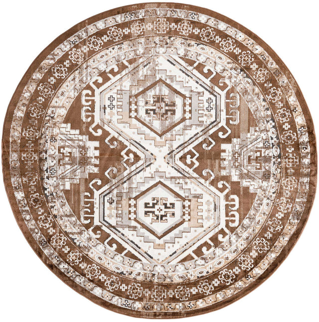 Brown 7' 10 x 7' 10 Charlotte Round Area Rug 100% Polypropylene With Jute Backing Traditional Classical Durable Carpet for Living Dining Office Rooms for Sale at Rug Engine