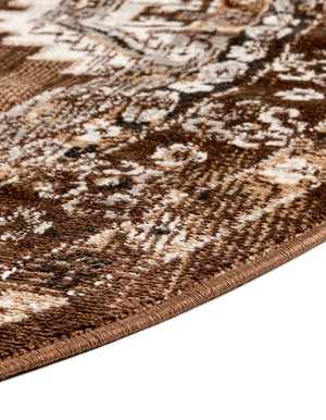Brown 3' 1 x 3' 1 Charlotte Round Area Rug 100% Polypropylene With Jute Backing Traditional Classical Durable Carpet for Living Dining Office Rooms for Sale at Rug Engine
