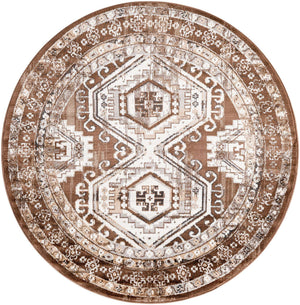 Brown 5' 3 x 5' 3 Charlotte Round Area Rug 100% Polypropylene With Jute Backing Traditional Classical Durable Carpet for Living Dining Office Rooms for Sale at Rug Engine