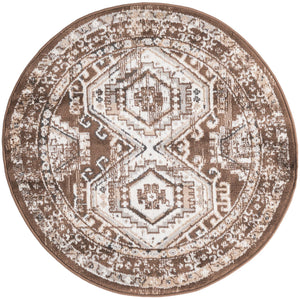 Brown 3' 1 x 3' 1 Charlotte Round Area Rug 100% Polypropylene With Jute Backing Traditional Classical Durable Carpet for Living Dining Office Rooms for Sale at Rug Engine