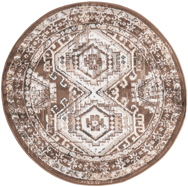 Brown 3' 1 x 3' 1 Charlotte Round Area Rug 100% Polypropylene With Jute Backing Traditional Classical Durable Carpet for Living Dining Office Rooms for Sale at Rug Engine