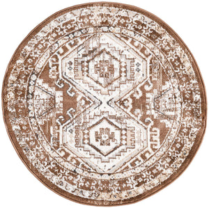 Brown 3' 1 x 3' 1 Charlotte Round Area Rug 100% Polypropylene With Jute Backing Traditional Classical Durable Carpet for Living Dining Office Rooms for Sale at Rug Engine