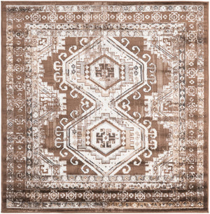 Brown 5' 3 x 5' 3 Charlotte Square Area Rug 100% Polypropylene With Jute Backing Traditional Classical Durable Carpet for Living Dining Office Rooms for Sale at Rug Engine