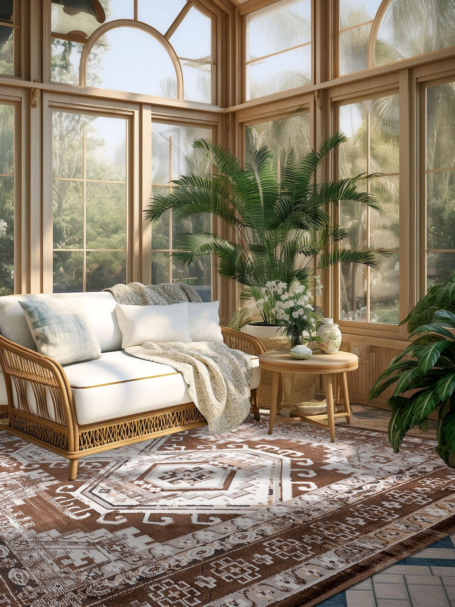 Brown 7' 10 x 7' 10 Charlotte Square Area Rug 100% Polypropylene With Jute Backing Traditional Classical Durable Carpet for Living Dining Office Rooms for Sale at Rug Engine