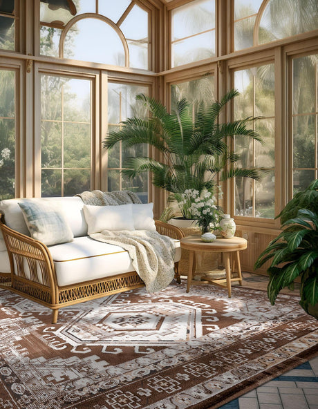 Brown 7' 10 x 7' 10 Charlotte Square Area Rug 100% Polypropylene With Jute Backing Traditional Classical Durable Carpet for Living Dining Office Rooms for Sale at Rug Engine