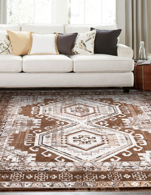 Brown 4' 1 x 4' 1 Charlotte Square Area Rug 100% Polypropylene With Jute Backing Traditional Classical Durable Carpet for Living Dining Office Rooms for Sale at Rug Engine