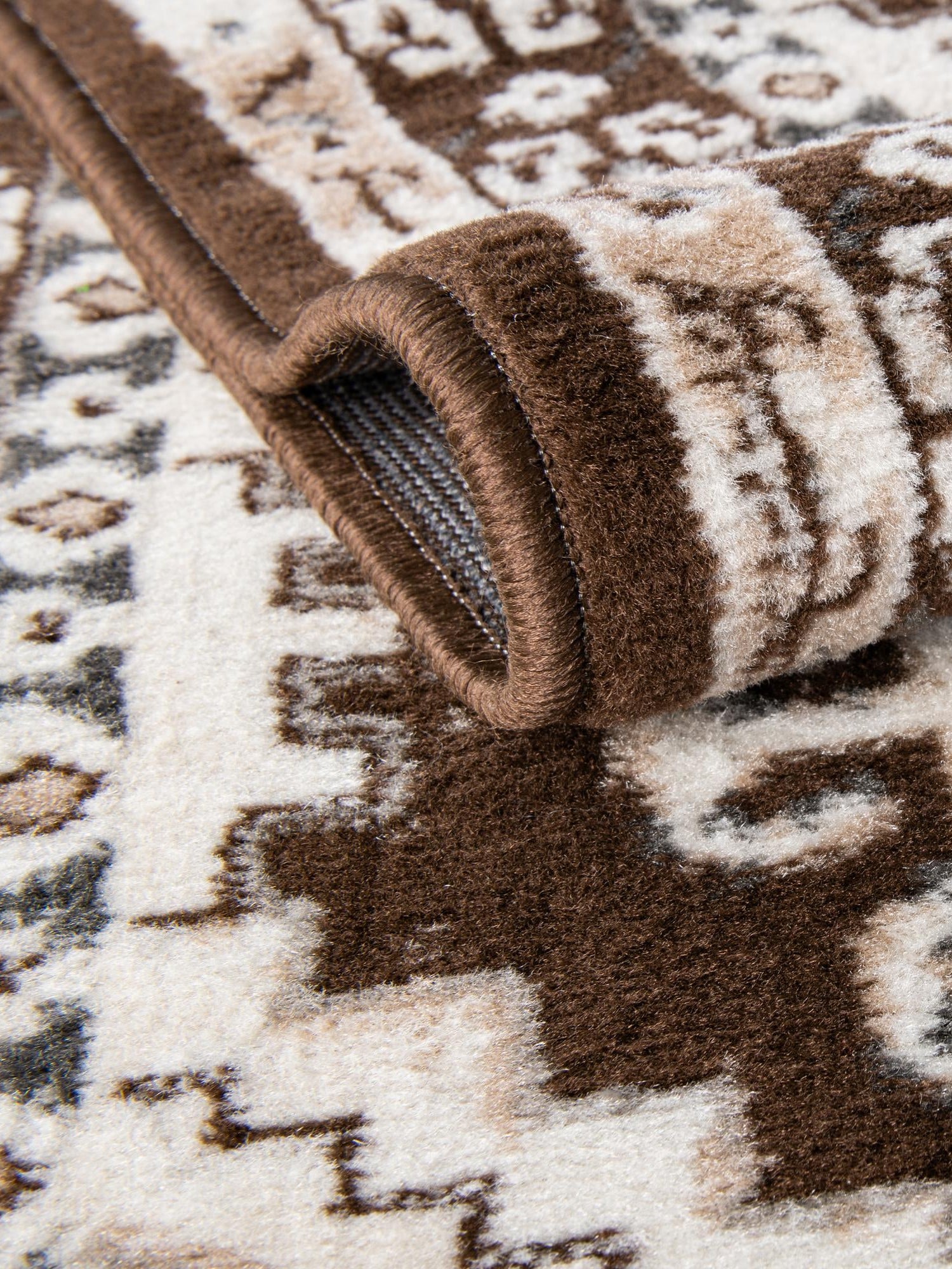 Brown 4' 1 x 4' 1 Charlotte Square Area Rug 100% Polypropylene With Jute Backing Traditional Classical Durable Carpet for Living Dining Office Rooms for Sale at Rug Engine