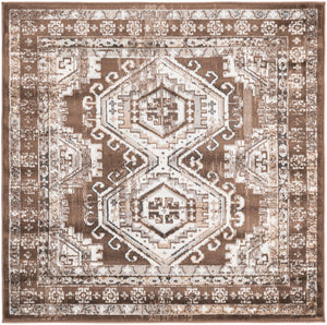 Brown 4' 1 x 4' 1 Charlotte Square Area Rug 100% Polypropylene With Jute Backing Traditional Classical Durable Carpet for Living Dining Office Rooms for Sale at Rug Engine