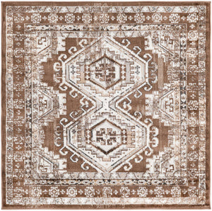 Brown 4' 1 x 4' 1 Charlotte Square Area Rug 100% Polypropylene With Jute Backing Traditional Classical Durable Carpet for Living Dining Office Rooms for Sale at Rug Engine
