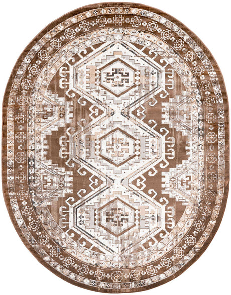 Brown 7' 10 x 10' Charlotte Oval Area Rug 100% Polypropylene With Jute Backing Traditional Classical Durable Carpet for Living Dining Office Rooms for Sale at Rug Engine